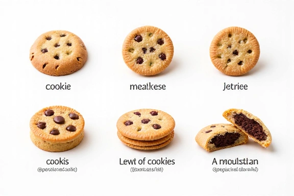 Graphic illustrating different types of cookies and their functions on a website