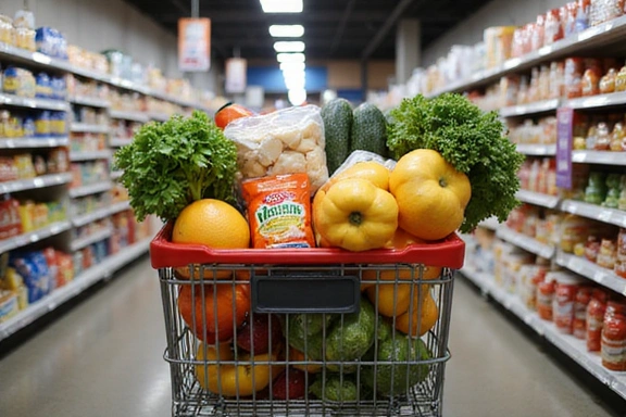Groceries in a shopping cart