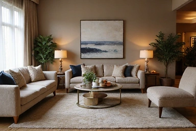 Comfortable and modern living room interior
